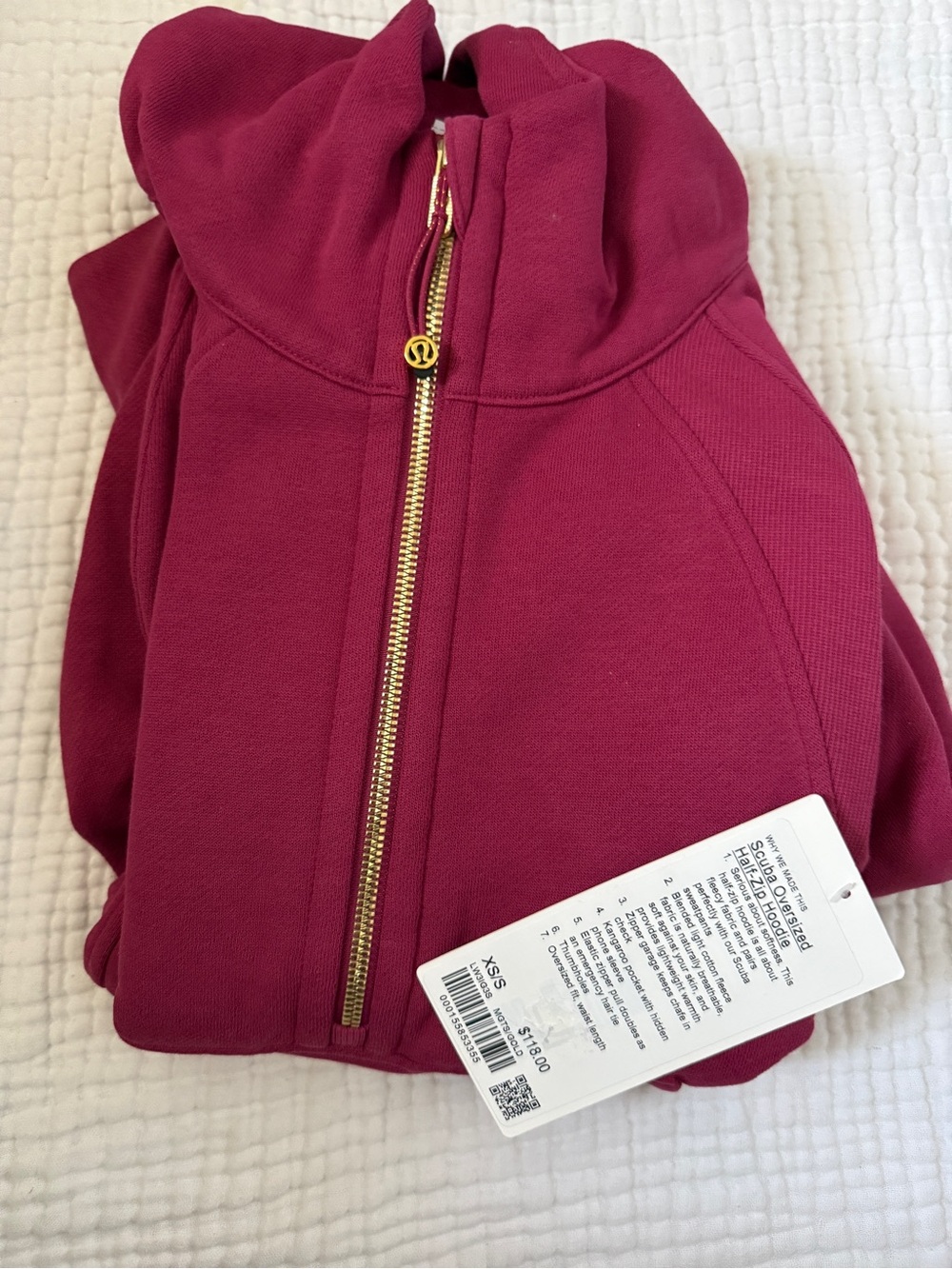 Lululemon Scuba Oversized half-zip Hoodie red /golf Size XS/S NWT